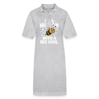 abeille abeille apicultrice abeille abeille - Robe polo bio PAIGER Stanley/Stella Femme - gris chiné - Devant