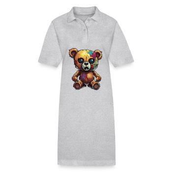 Teddybär / Kuscheltier / Stofftier / Geschenkidee - Stanley/Stella Frauen Bio-Polokleid PAIGER - Grau meliert - Vorne