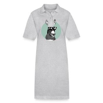 Esel Eselchen Maultier Muli - Stanley/Stella Frauen Bio-Polokleid PAIGER - Grau meliert - Vorne