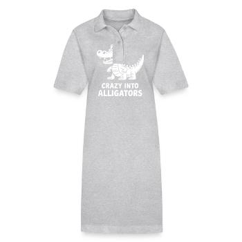 Niedliche Alligator-Alligatoren - Stanley/Stella Frauen Bio-Polokleid PAIGER - Grau meliert - Vorne
