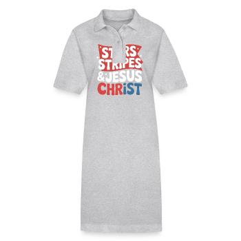 Croyant américain chrétien 4 juillet Jésus - Robe polo bio PAIGER Stanley/Stella Femme - gris chiné - Devant