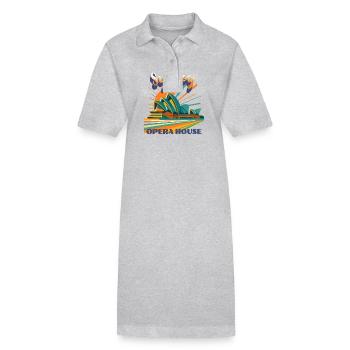 Urban Retro Dreams – OPERA HOUSE - Sydney - Stanley/Stella PAIGER Organic Women’s Polo Dress - heather grey - Front