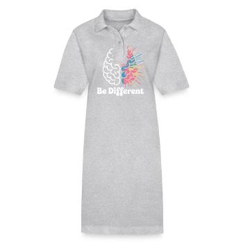 Brain Autis Autism Awareness Day - Stanley/Stella PAIGER Organic Women’s Polo Dress - heather grey - Front