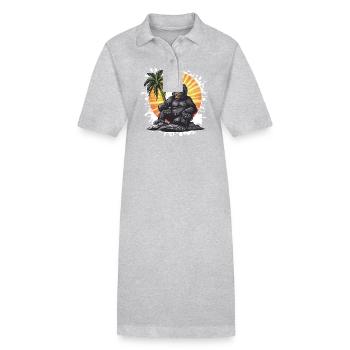 Palmier Gorilla Island - Robe polo bio PAIGER Stanley/Stella Femme - gris chiné - Devant