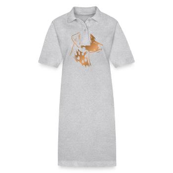 Dalmatian, Dog Head, Drawing bronze - Stanley/Stella PAIGER Organic Women’s Polo Dress - heather grey - Front