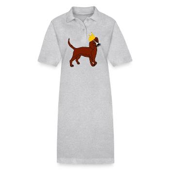 Hundekönig Krone Herrchen Frauchen - Stanley/Stella Frauen Bio-Polokleid PAIGER - Grau meliert - Vorne