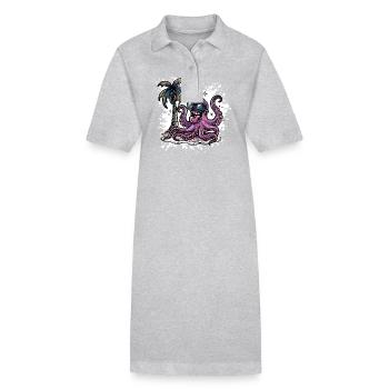 Octopus Summer Holiday - Stanley/Stella PAIGER Organic Women’s Polo Dress - heather grey - Front