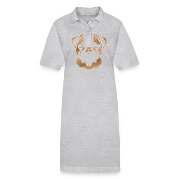 Pug, Dog Head, Drawing bronze - Stanley/Stella PAIGER Organic Women’s Polo Dress - heather grey - Front
