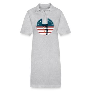 Raumfahrt - Rakete - Greifarme - auffangen - Stanley/Stella Frauen Bio-Polokleid PAIGER - Grau meliert - Vorne