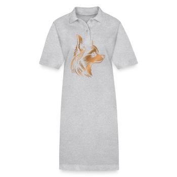 Chihuahua, longhair, dog head, drawing bronze - Stanley/Stella PAIGER Organic Women’s Polo Dress - heather grey - Front