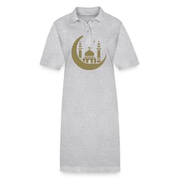 Silhouette de mosquée avec croissant de lune : Art islamique - Robe polo bio PAIGER Stanley/Stella Femme - gris chiné - Devant