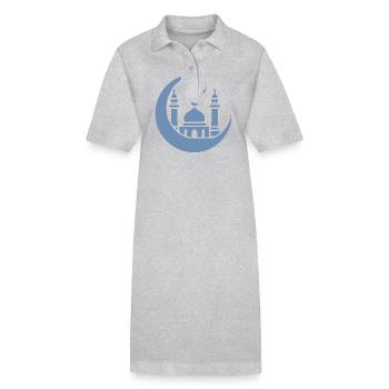 Silhouette de mosquée avec croissant de lune : Art islamique - Robe polo bio PAIGER Stanley/Stella Femme - gris chiné - Devant