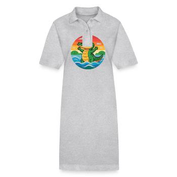 Alligator Retro Alligatoren - Stanley/Stella Frauen Bio-Polokleid PAIGER - Grau meliert - Vorne