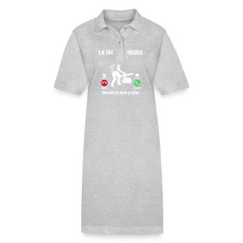 la tronçonneuse m'appelle désolé je dois y aller - Robe polo bio PAIGER Stanley/Stella Femme - gris chiné - Devant