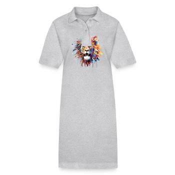 Lion Animal Freedom Monde Wildlife Wonder Résumé - Robe polo bio PAIGER Stanley/Stella Femme - gris chiné - Devant