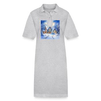 Snowy house - Stanley/Stella PAIGER Organic Women’s Polo Dress - heather grey - Front
