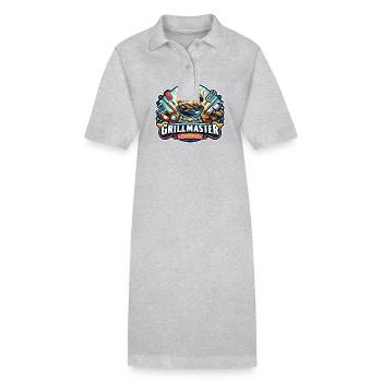 GrillMaster - Grill Illustration - Stanley/Stella PAIGER Organic Women’s Polo Dress - heather grey - Front