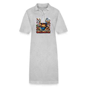 GrillMaster - Grill Illustration - Stanley/Stella PAIGER Organic Women’s Polo Dress - heather grey - Front