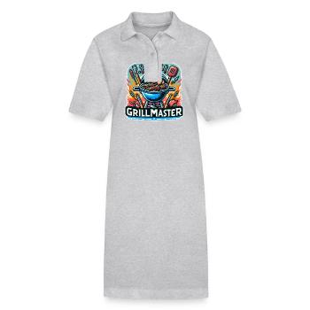 GrillMaster - Grill Illustration - Stanley/Stella PAIGER Organic Women’s Polo Dress - heather grey - Front