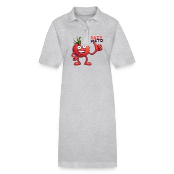 Crazy Veggies: Tomato with Thumbs Up - Stanley/Stella Frauen Bio-Polokleid PAIGER - Grau meliert - Vorne