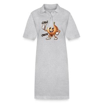 Légumes fous : oignon avec barbiche et pouce levé - Robe polo bio PAIGER Stanley/Stella Femme - gris chiné - Devant