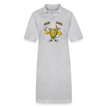 Légumes fous : Épi de maïs Body Builder Pouces en l’air - Robe polo bio PAIGER Stanley/Stella Femme - gris chiné - Devant
