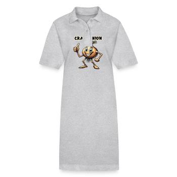 Légumes fous : oignon avec barbiche et pouce levé - Robe polo bio PAIGER Stanley/Stella Femme - gris chiné - Devant