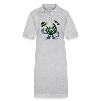 Crazy Veggies: Artichoke Gang Thumbs Up - Stanley/Stella PAIGER Organic Women’s Polo Dress - heather grey - Front