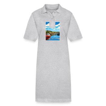 Bude Cornwall Vintage Reiseposter WPA Souvenir - Stanley/Stella Frauen Bio-Polokleid PAIGER - Grau meliert - Vorne