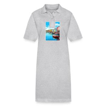 Plymouth England Vintage Reiseposter Souvenir - Stanley/Stella Frauen Bio-Polokleid PAIGER - Grau meliert - Vorne