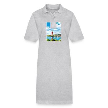 Plymouth England Vintage Reiseposter Souvenir - Stanley/Stella Frauen Bio-Polokleid PAIGER - Grau meliert - Vorne