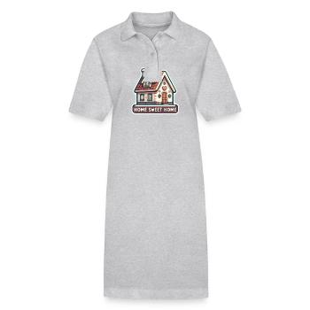 Home Sweet Home - Haus Illustration - Stanley/Stella Frauen Bio-Polokleid PAIGER - Grau meliert - Vorne