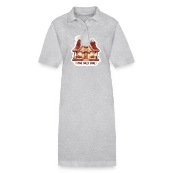 Home Sweet Home - Haus Illustration - Stanley/Stella Frauen Bio-Polokleid PAIGER - Grau meliert - Vorne