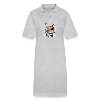 Home Sweet Home - Haus Illustration - Stanley/Stella Frauen Bio-Polokleid PAIGER - Grau meliert - Vorne