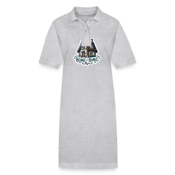 Home Sweet Home - Haus Illustration - Stanley/Stella Frauen Bio-Polokleid PAIGER - Grau meliert - Vorne
