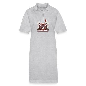 Home Sweet Home - Haus Illustration - Stanley/Stella Frauen Bio-Polokleid PAIGER - Grau meliert - Vorne