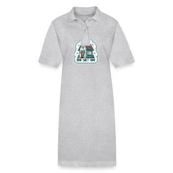 Home Sweet Home - Haus Illustration - Stanley/Stella Frauen Bio-Polokleid PAIGER - Grau meliert - Vorne