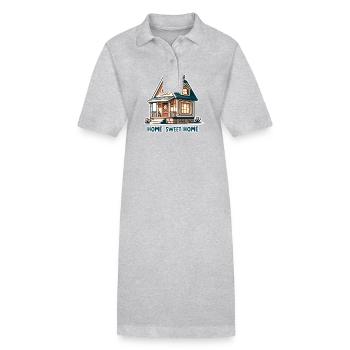 Home Sweet Home - Haus Illustration - Stanley/Stella Frauen Bio-Polokleid PAIGER - Grau meliert - Vorne
