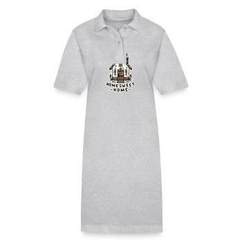 Home Sweet Home - Haus Illustration - Stanley/Stella Frauen Bio-Polokleid PAIGER - Grau meliert - Vorne