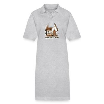 Home Sweet Home - Haus Illustration - Stanley/Stella Frauen Bio-Polokleid PAIGER - Grau meliert - Vorne