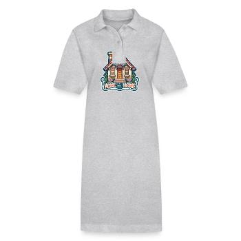 Home Sweet Home - Haus Illustration - Stanley/Stella Frauen Bio-Polokleid PAIGER - Grau meliert - Vorne