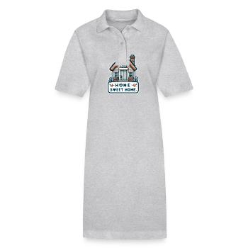 Home Sweet Home - Haus Illustration - Stanley/Stella Frauen Bio-Polokleid PAIGER - Grau meliert - Vorne