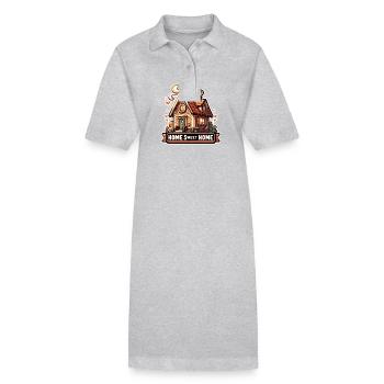 Home Sweet Home - Haus Illustration - Stanley/Stella Frauen Bio-Polokleid PAIGER - Grau meliert - Vorne