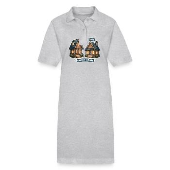Home Sweet Home - Haus Illustration - Stanley/Stella Frauen Bio-Polokleid PAIGER - Grau meliert - Vorne