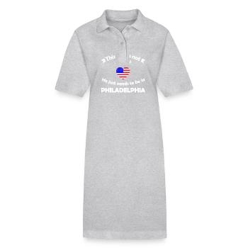 Philadelphie en Amérique - Robe polo bio PAIGER Stanley/Stella Femme - gris chiné - Devant