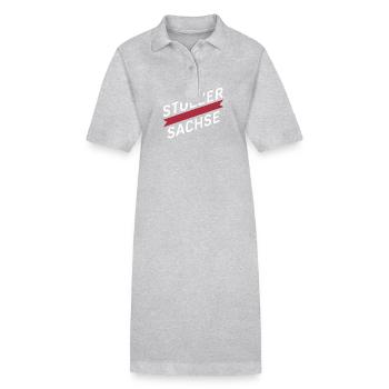 Stolzer Sachse Sachsen Heimat Liebe Identität - Stanley/Stella Frauen Bio-Polokleid PAIGER - Grau meliert - Vorne