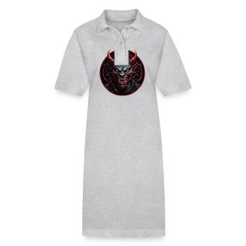 Diable démoniaque maléfique aux yeux rouges - Robe polo bio PAIGER Stanley/Stella Femme - gris chiné - Devant
