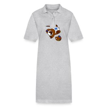 Bear Playing With Paint And Brush Artist Kid - Stanley/Stella PAIGER Organic Women’s Polo Dress - heather grey - Front
