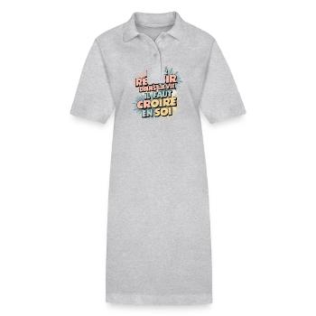 Um im Leben erfolgreich zu sein, muss man an sich selbst glauben - Stanley/Stella Frauen Bio-Polokleid PAIGER - Grau meliert - Vorne