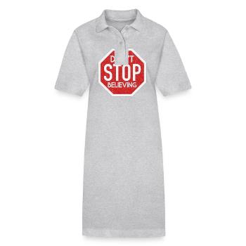 DONT STOP BELIEVING WHITE GRUNGE - Stanley/Stella Frauen Bio-Polokleid PAIGER - Grau meliert - Vorne